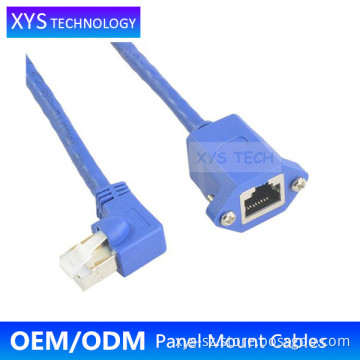 XYS TECH Right Angle RJ45 male to RJ45 female Lan Network Panel Mount Cable/